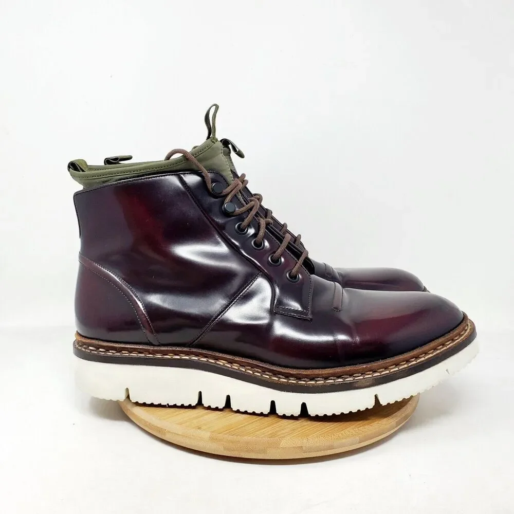 OAMC Compression Boots Mens 11 Burgundy Bull Leather‎ Lace Up Ankle Shoes Vibram